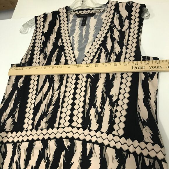 BCBGMaxazria Bridgit Mini Dress Womens Small Black Ivory Animal Print V Neck - Picture 10 of 13